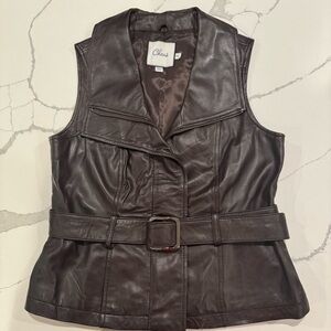 Chaus Dark Brown Leather Vest